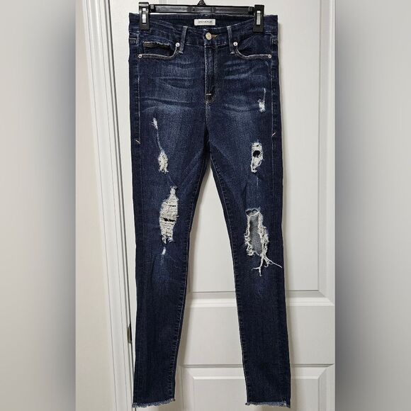 Good American Good Legs Jeans Women's 6 (28x28) Blue Mid-Rise Stretch Distressed - Picture 1 of 8